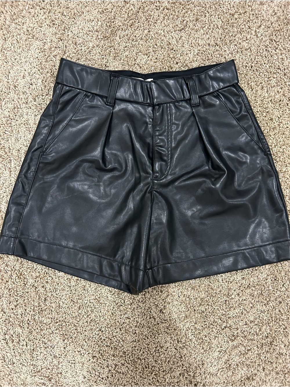 Black Abercrombie and Fitch Faux Leather Women’s High-Waist Shorts